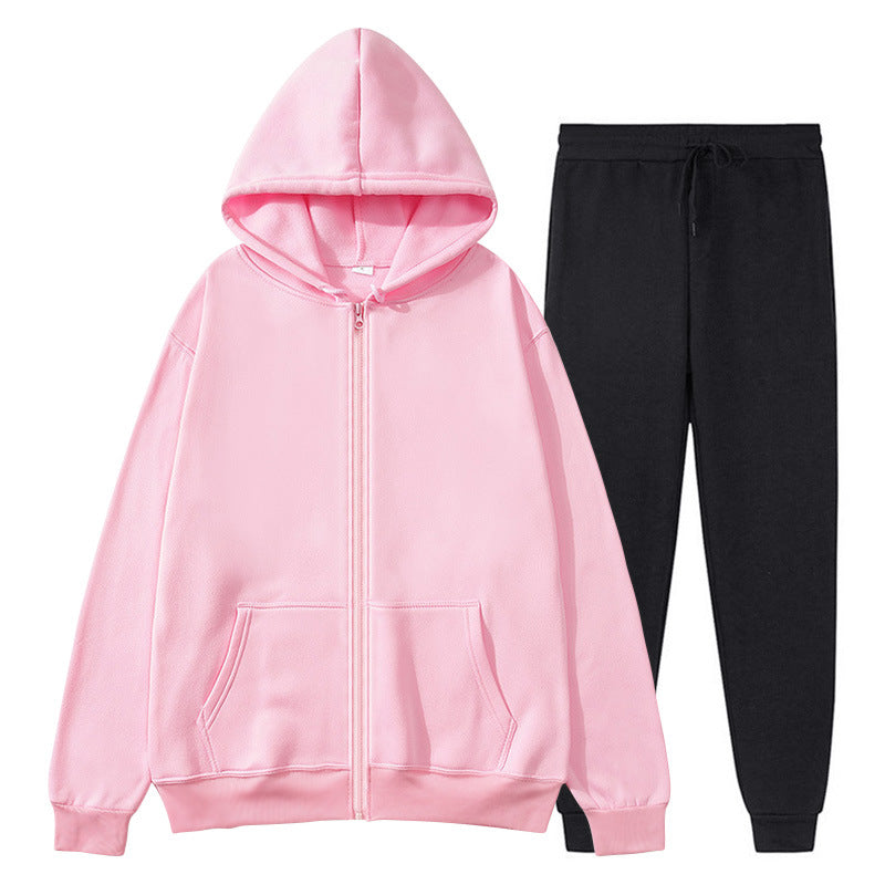 Jacket, comfortable autumn/winter men's zipper-lined fleece sports sweatshirt set, men's round hat with coat