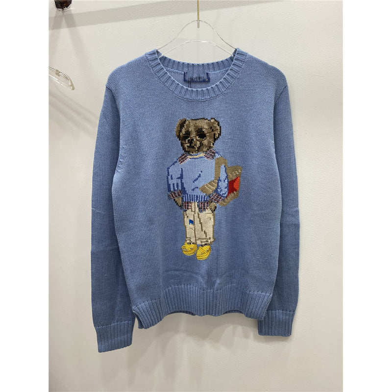 Cartoon Bear Letter Knit Sweater