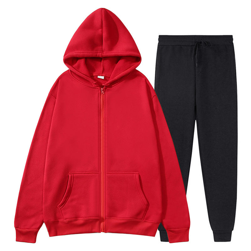 Jacket, comfortable autumn/winter men's zipper-lined fleece sports sweatshirt set, men's round hat with coat