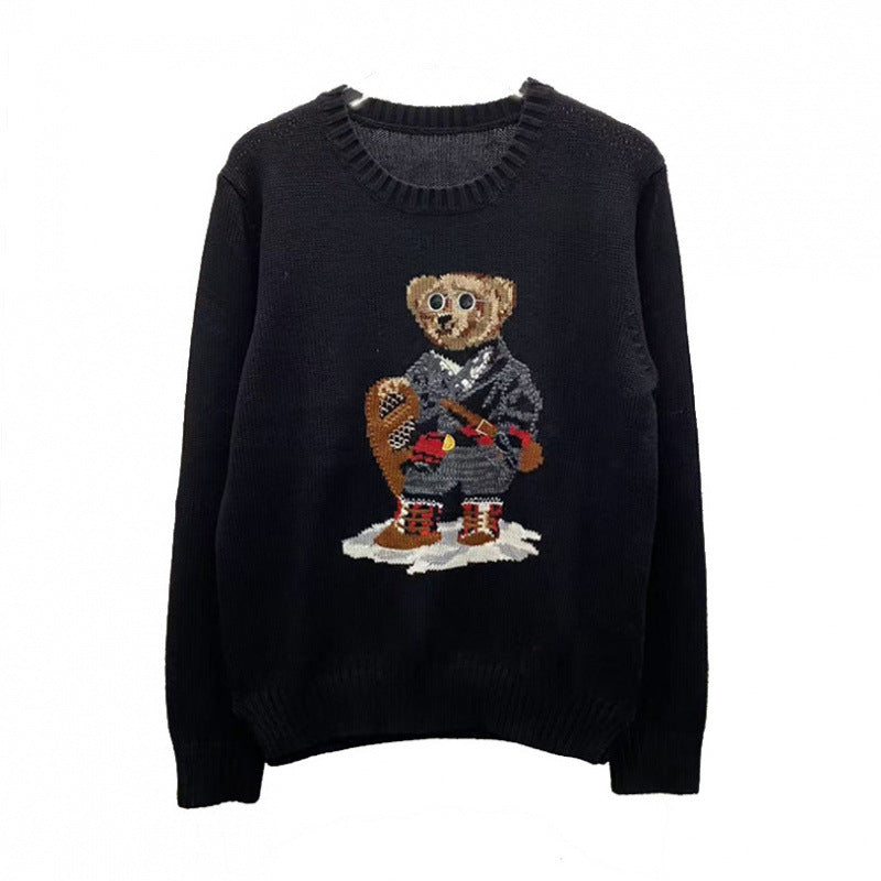 Cartoon Bear Letter Knit Sweater