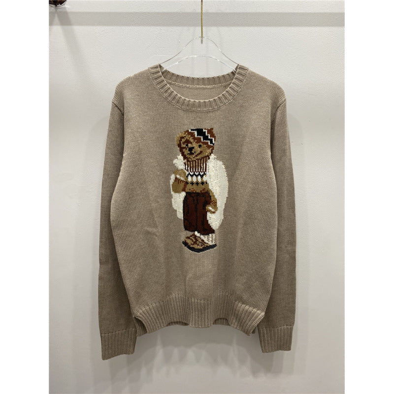 Cartoon Bear Letter Knit Sweater