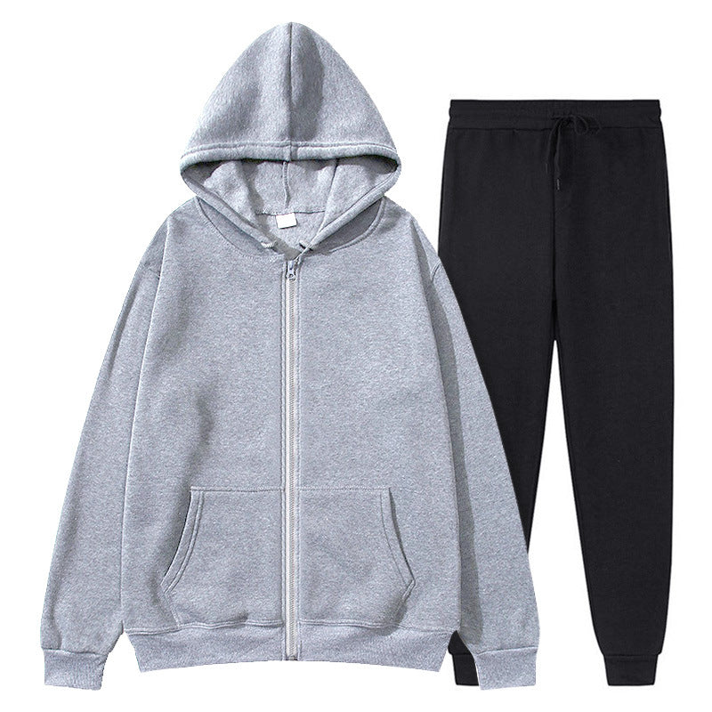 Jacket, comfortable autumn/winter men's zipper-lined fleece sports sweatshirt set, men's round hat with coat
