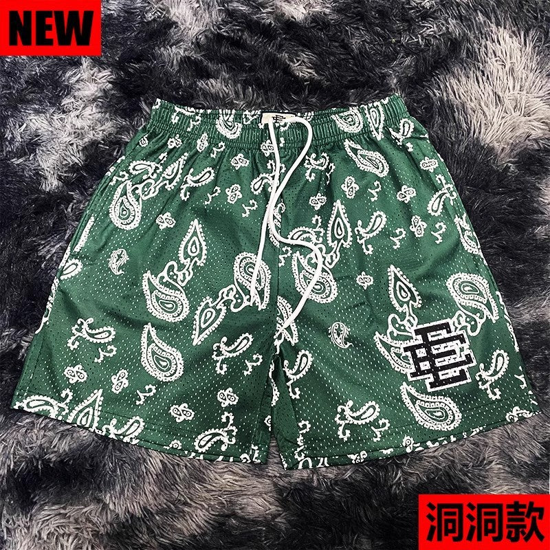 New American Shorts, Casual Shorts, Fitness Men's Muscle Sports, Cropped Pants, Tide Beach Pants, Mesh Breathable Shorts