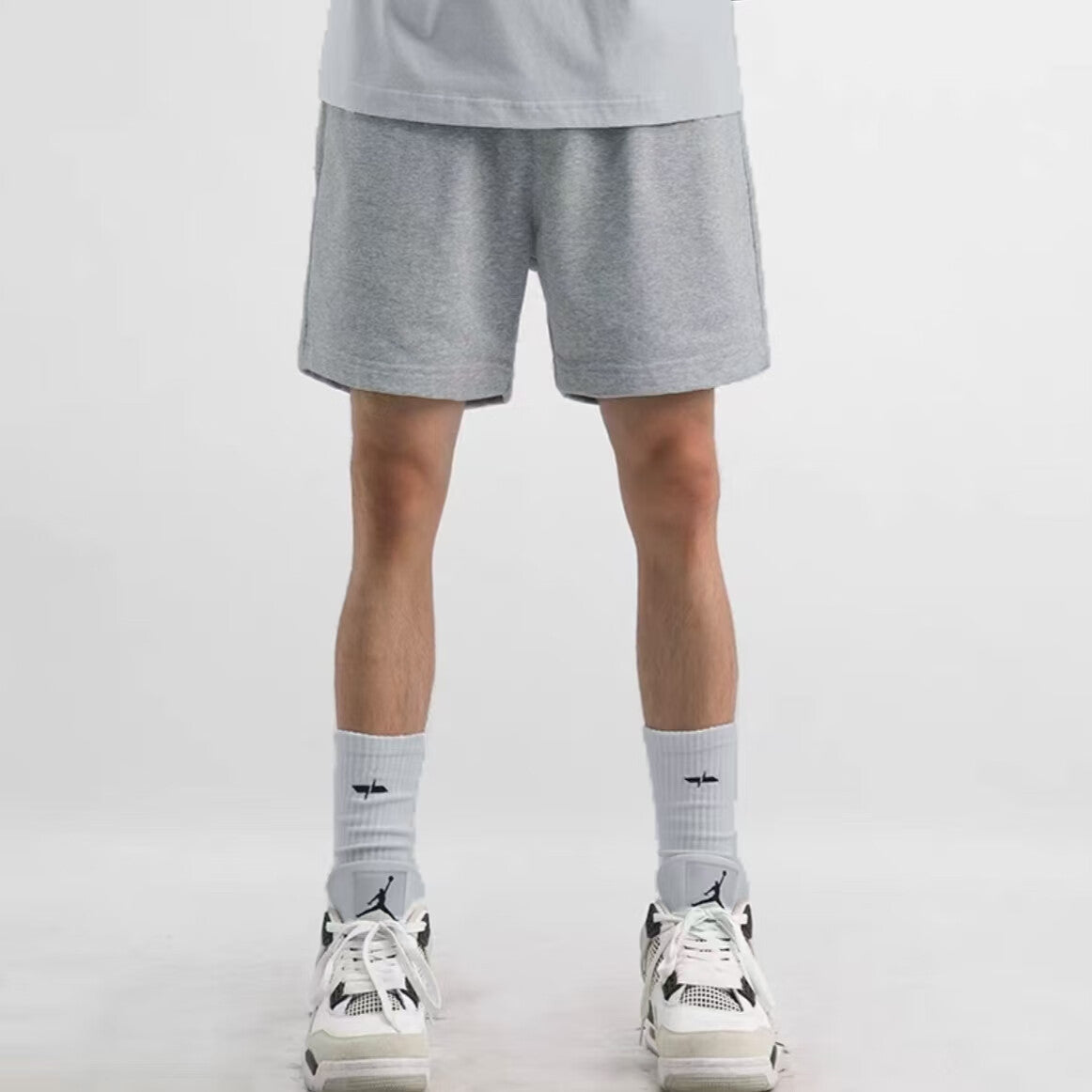 American cotton retro sports shorts, men's loose trend, versatile straight-leg casual cropped pants, beach pants