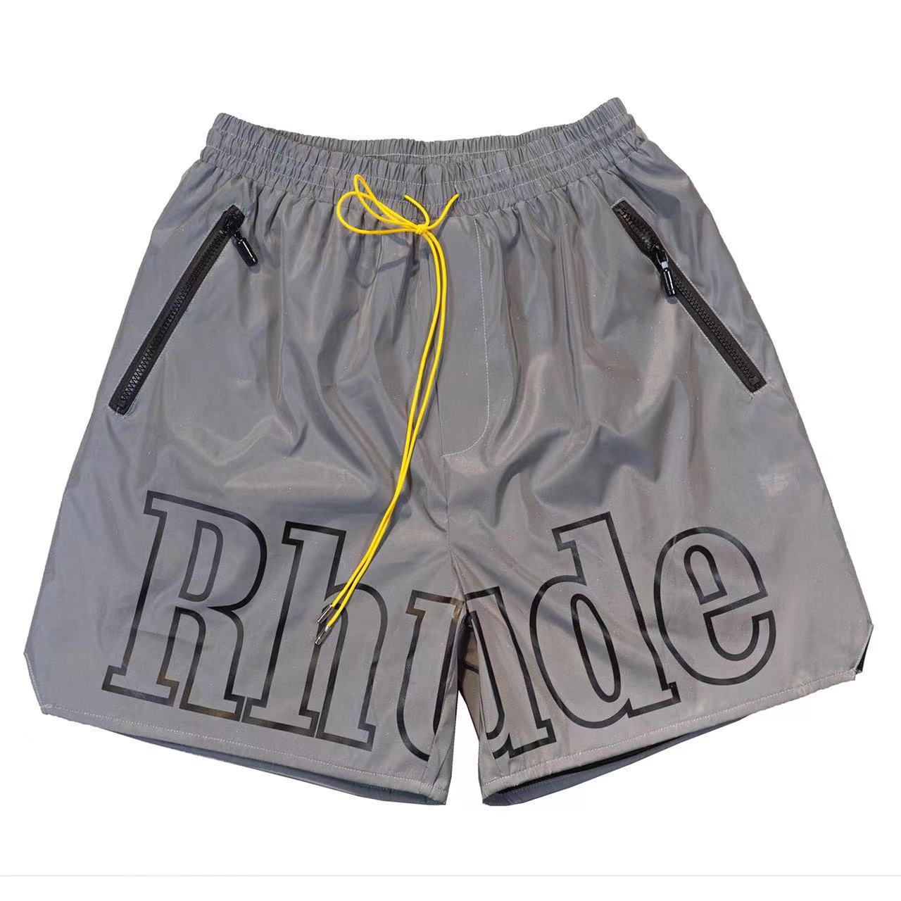 Cross-border foreign trade trendy brand RHUDE letter 3M reflective casual sports shorts for men and women American high street beach pants