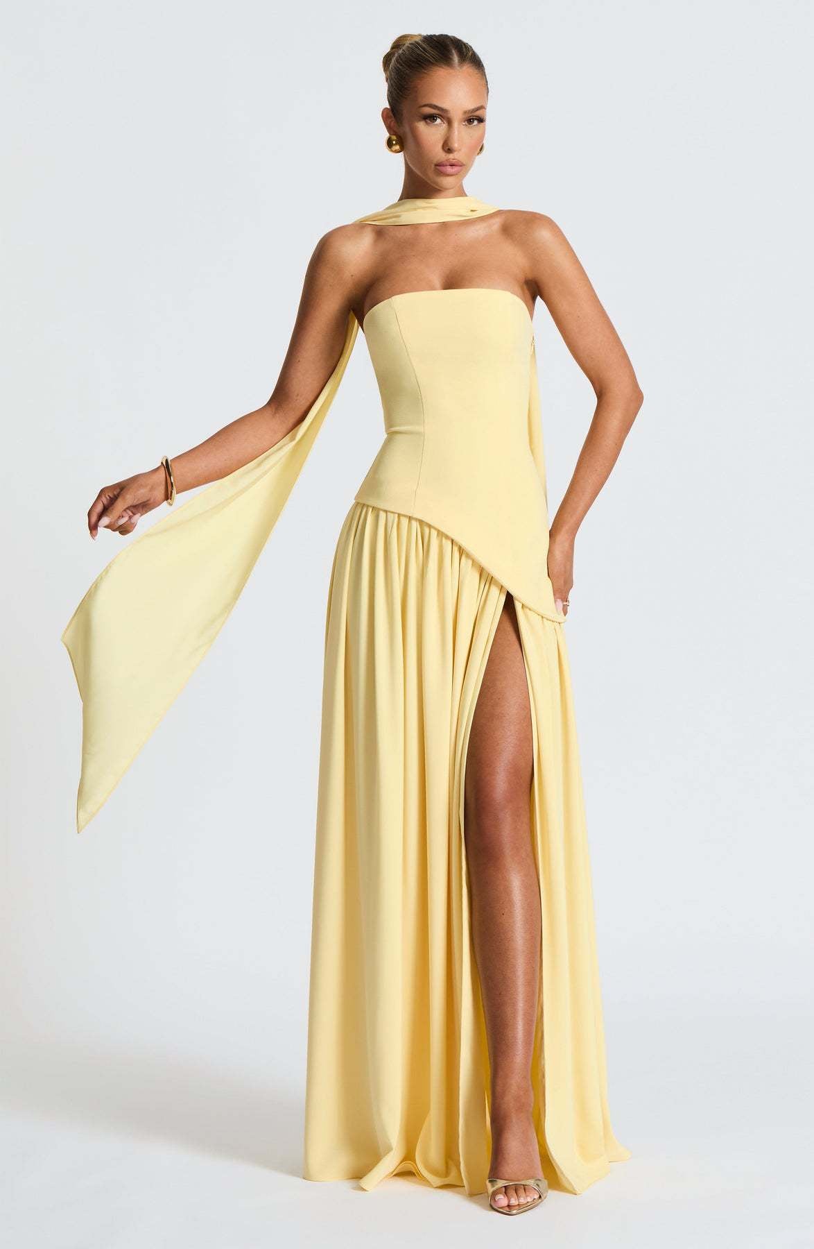 European and American cross-border women's bandeau solid color slit dress fashion sexy backless high slit long skirt new style