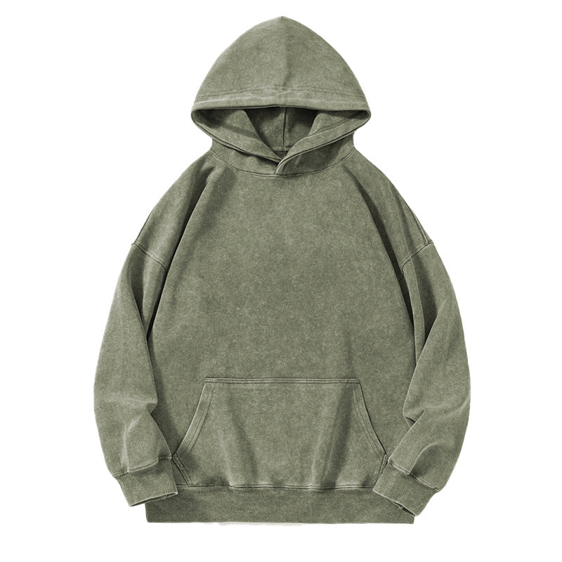 360g Ccotton distressed washed hoodie dropped shoulder loose fit sweatshirt