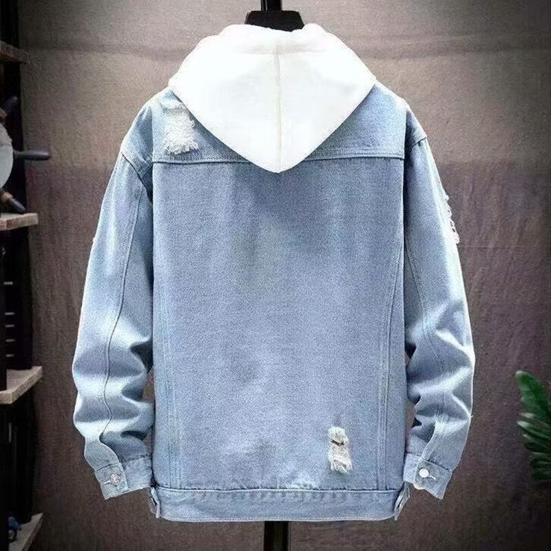 Street ruffian denim jacket male Internet celebrity new Korean version of the trend Spring and Autumn loose fashion brand cargo jacket men's top