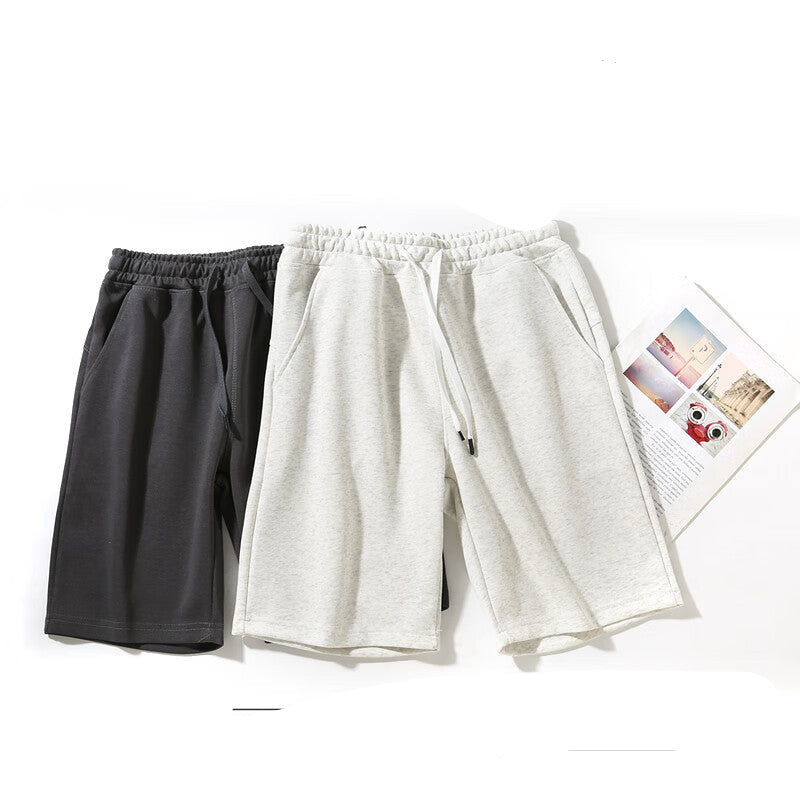 American cotton retro sports shorts, men's loose trend, versatile straight-leg casual cropped pants, beach pants
