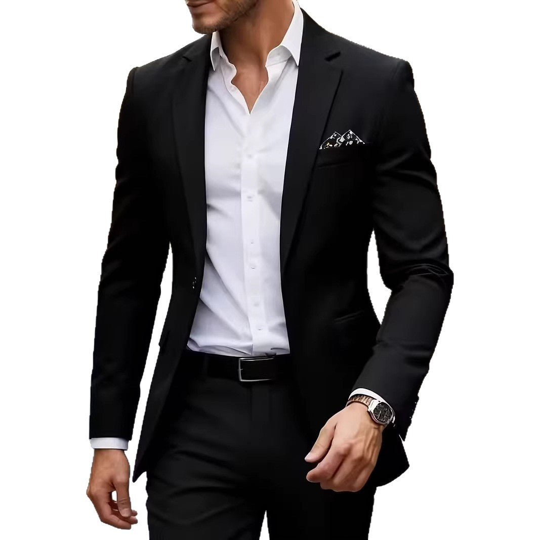 Euro code 2026 cross-border foreign trade single-breasted solid color blazer men's casual slim fit, patchwork suit top men