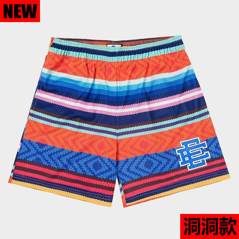 New American Shorts, Casual Shorts, Fitness Men's Muscle Sports, Cropped Pants, Tide Beach Pants, Mesh Breathable Shorts