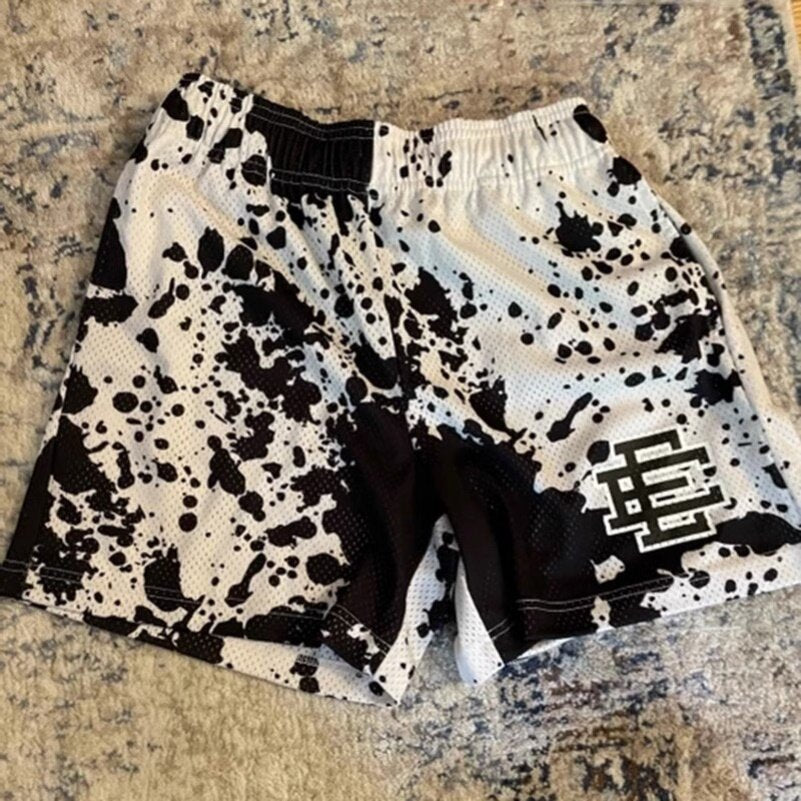 EE print shorts logo sweatpants mesh drawstring American shorts