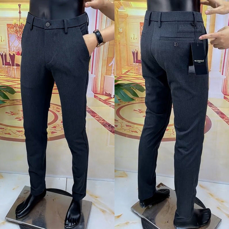 European goods, spring, autumn and winter men's casual pants, slim and versatile business small leg trousers, slim and versatile straight trousers