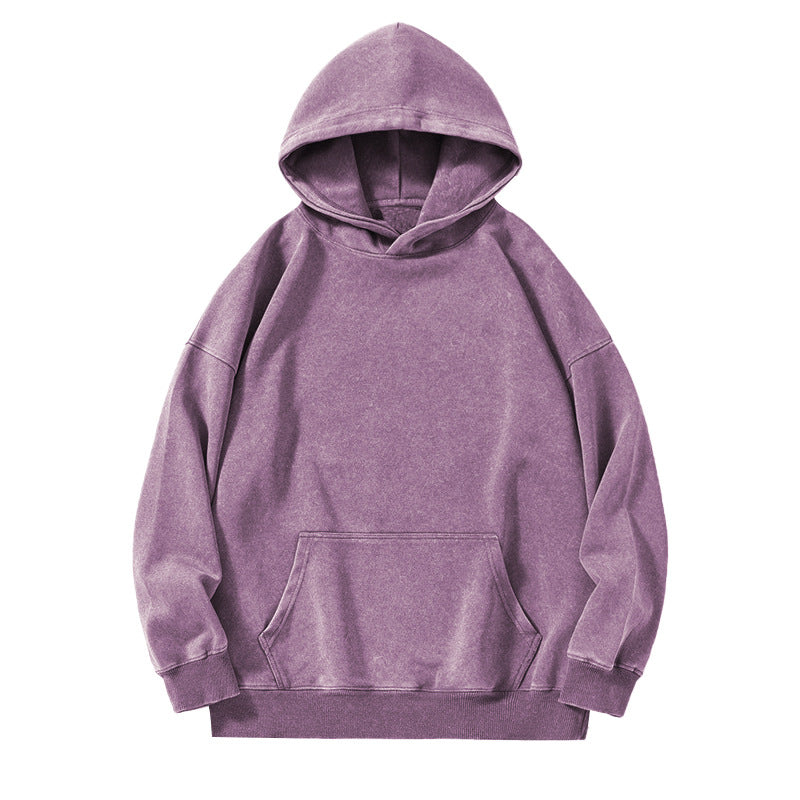 360g Ccotton distressed washed hoodie dropped shoulder loose fit sweatshirt