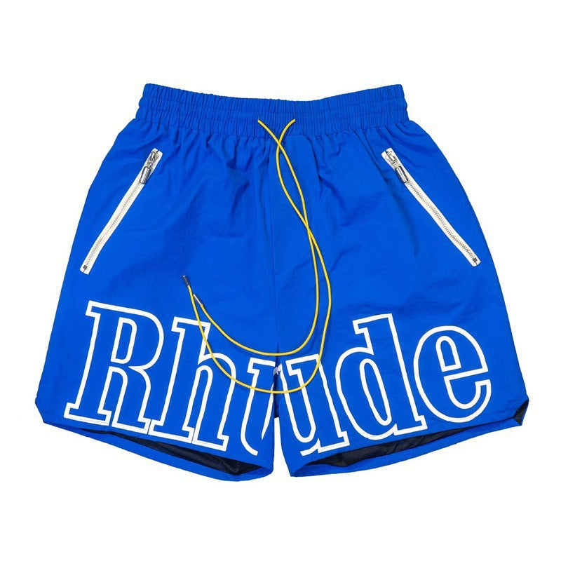 Cross-border foreign trade trendy brand RHUDE letter 3M reflective casual sports shorts for men and women American high street beach pants