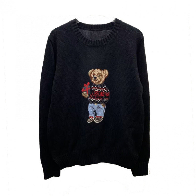 Cartoon Bear Letter Knit Sweater