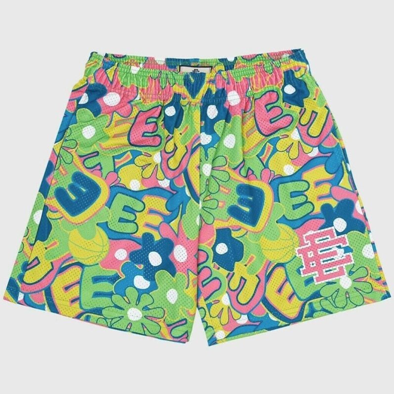 EE print shorts logo sweatpants mesh drawstring American shorts