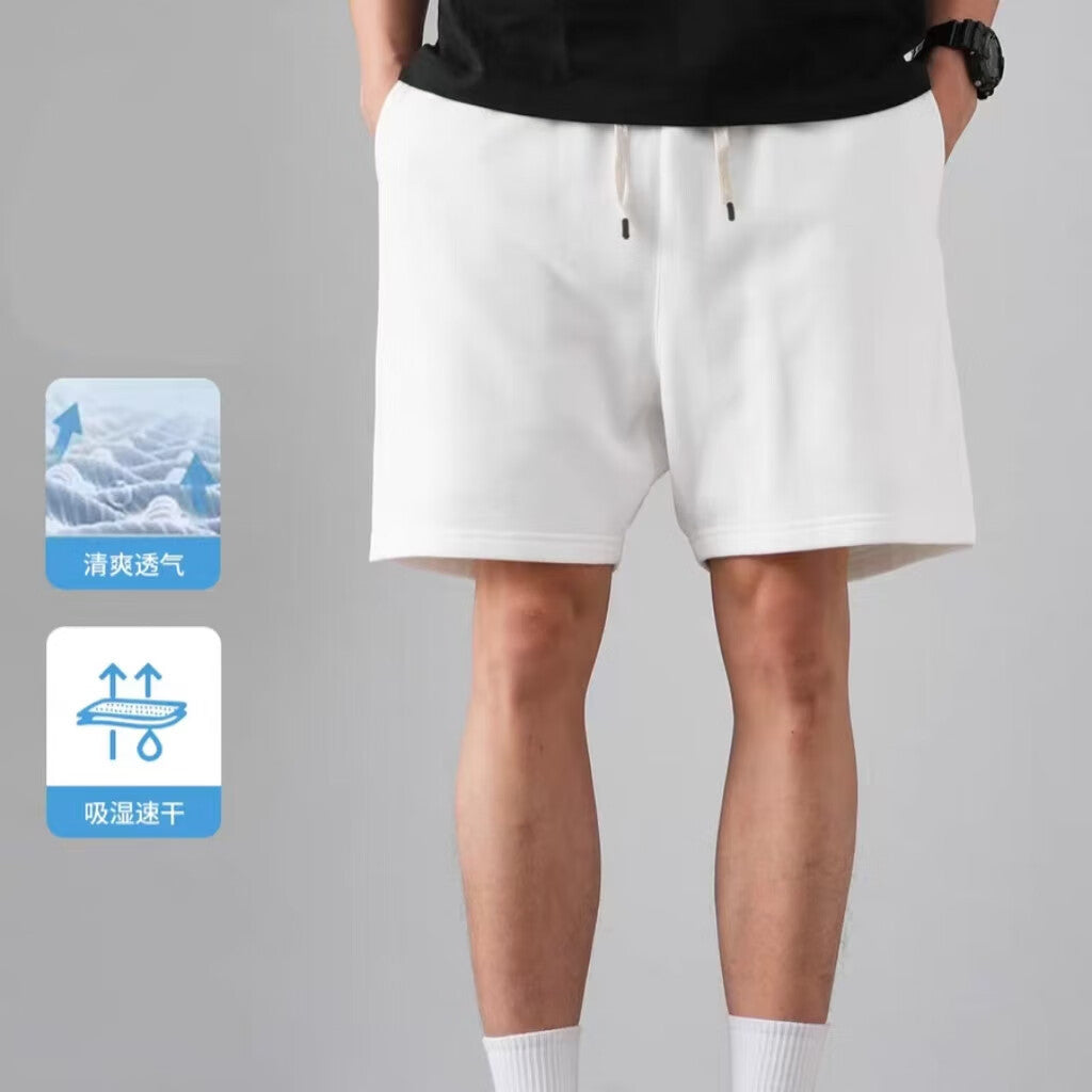 American cotton retro sports shorts, men's loose trend, versatile straight-leg casual cropped pants, beach pants