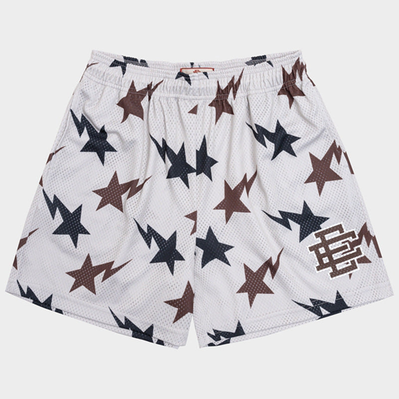 New American Shorts, Casual Shorts, Fitness Men's Muscle Sports, Cropped Pants, Tide Beach Pants, Mesh Breathable Shorts