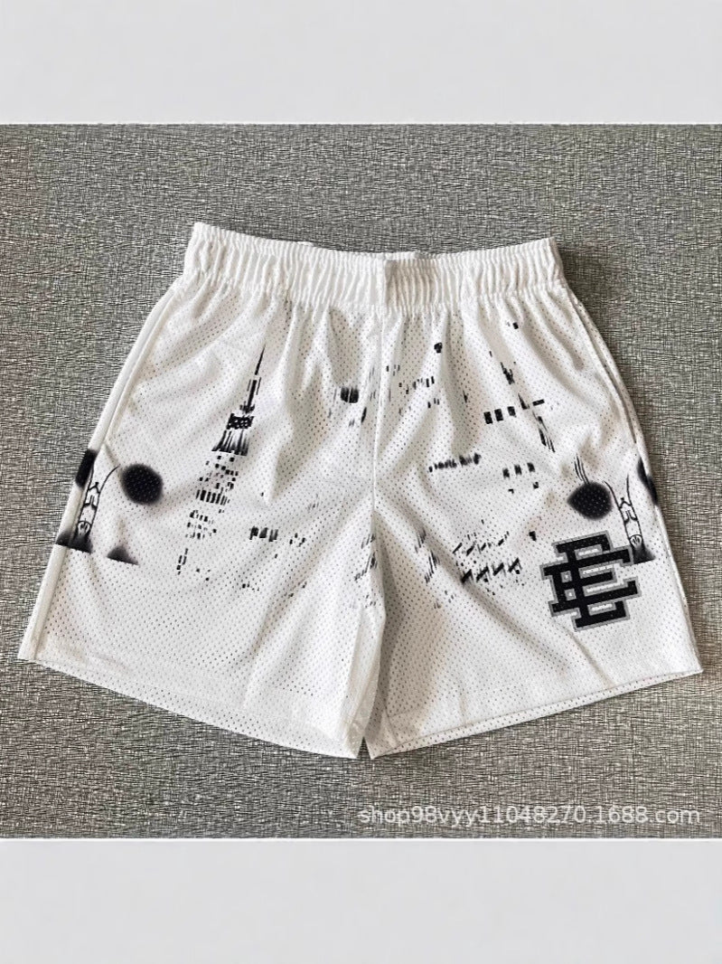 Cross-border hot sale euro size amazon TK sports mesh cloth shorts 3D digital print trendy beach pants wholesale