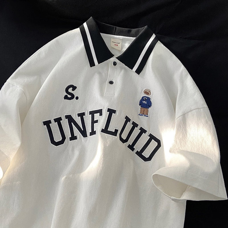 Polo shirt, short sleeve men's summer Hong Kong style, versatile trend, niche lapel T-shirt, loose casual trendy brand half-sleeved clothes