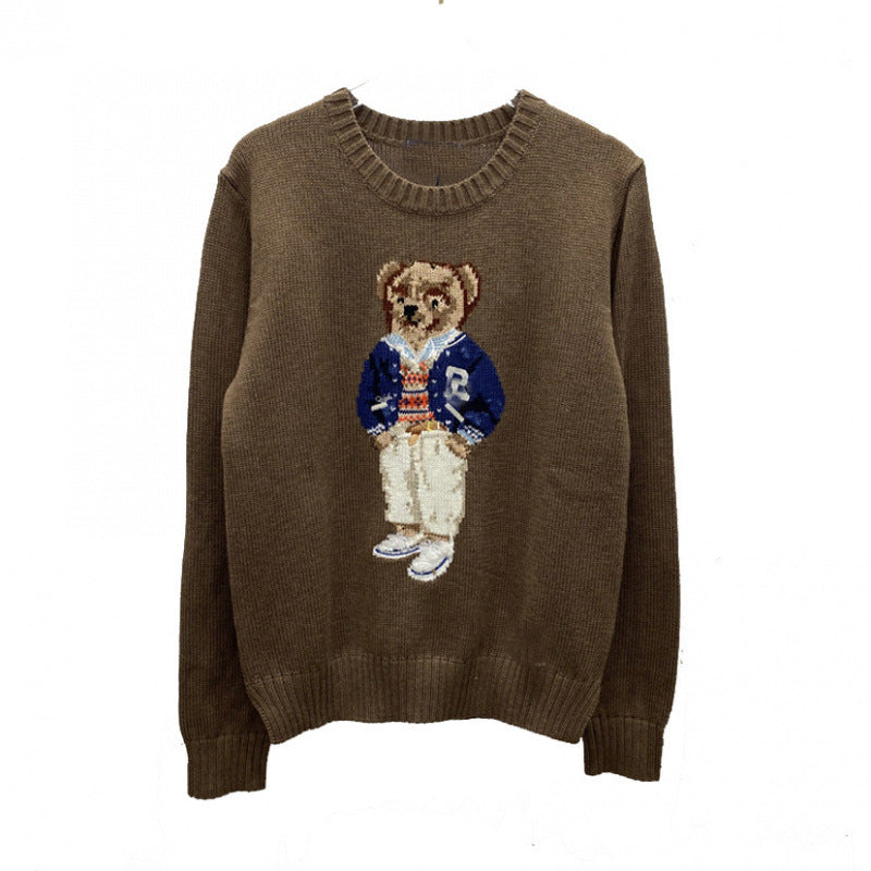 Cartoon Bear Letter Knit Sweater