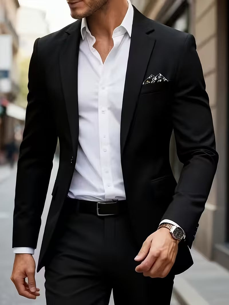 Euro code 2026 cross-border foreign trade single-breasted solid color blazer men's casual slim fit, patchwork suit top men