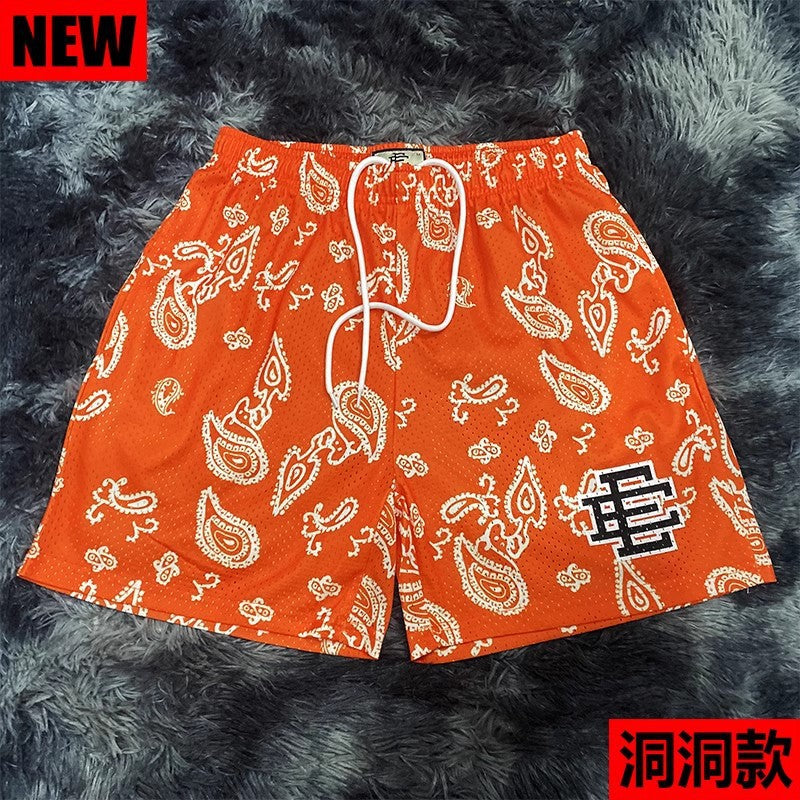 New American Shorts, Casual Shorts, Fitness Men's Muscle Sports, Cropped Pants, Tide Beach Pants, Mesh Breathable Shorts