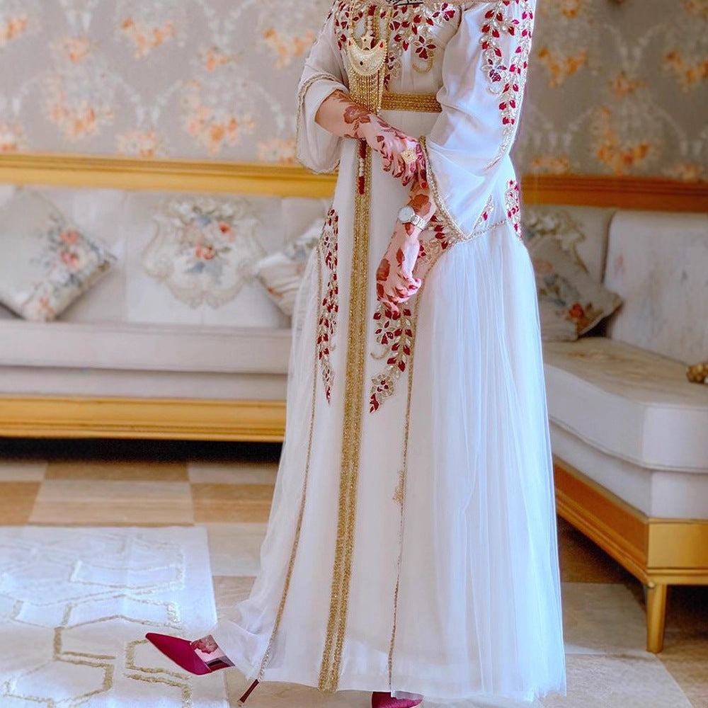 Spring Summer New Women's Ebay Independent Station Sexy Chiffon Embroidered Belt Dress
