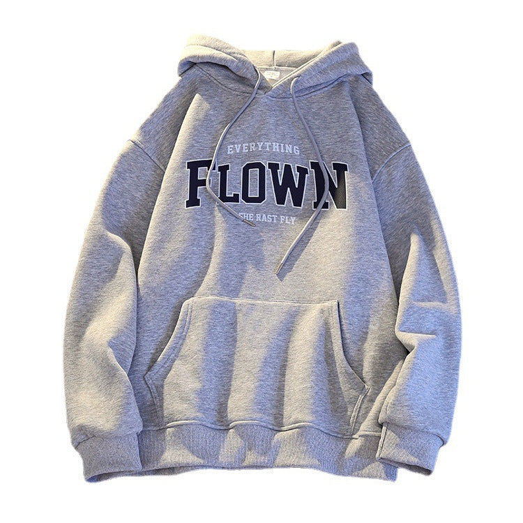 Sweater men's hooded autumn and winter plus velvet thickening trendy men's loose plus size pullover student couple jacket