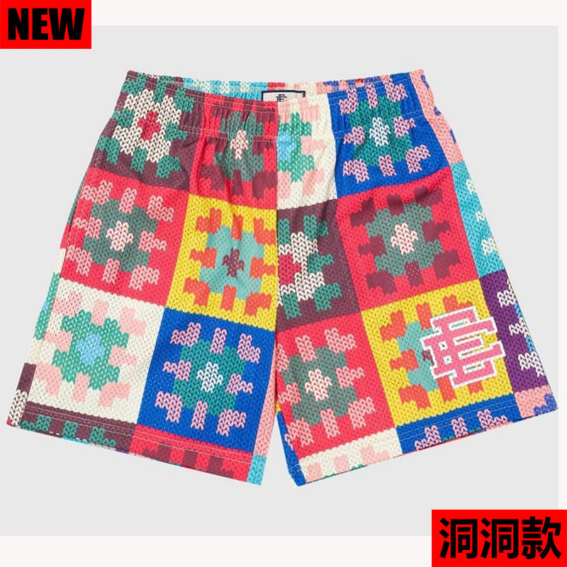 New American Shorts, Casual Shorts, Fitness Men's Muscle Sports, Cropped Pants, Tide Beach Pants, Mesh Breathable Shorts