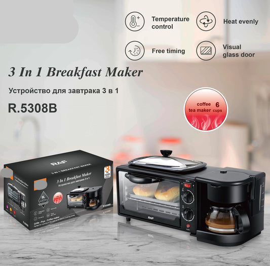 Household three-in-one coffee oven toaster multi-functional automatic toaster oven mini electric oven omelette
