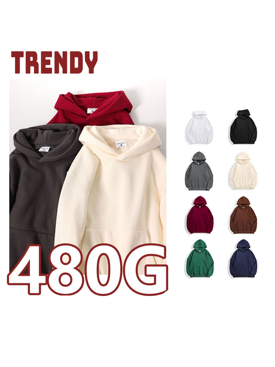 Australian cotton velvet thickened hooded sweatshirt men's dropped shoulders pullover tight fleece hoodie women's fashion brand
