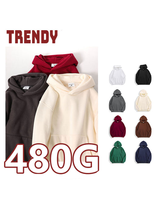 Australian cotton velvet thickened hooded sweatshirt men's dropped shoulders pullover tight fleece hoodie women's fashion brand