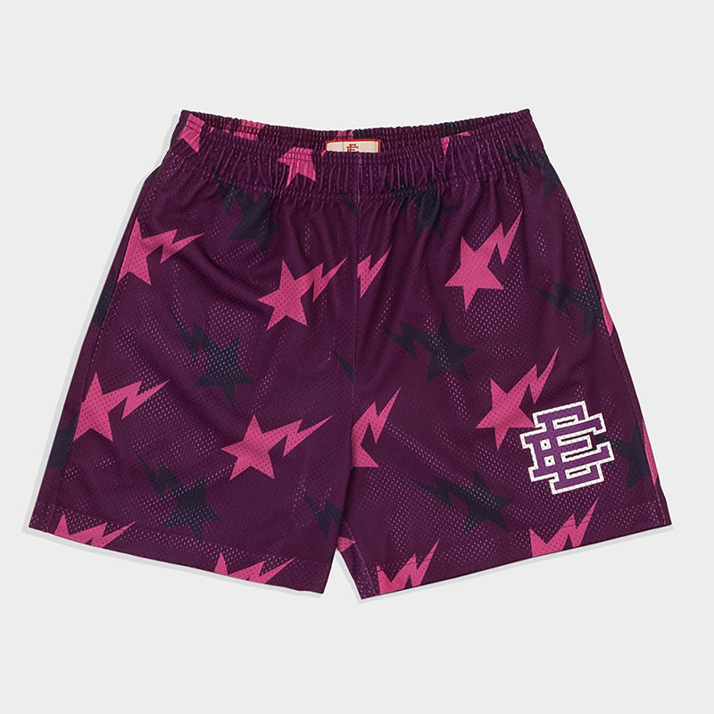 New American Shorts, Casual Shorts, Fitness Men's Muscle Sports, Cropped Pants, Tide Beach Pants, Mesh Breathable Shorts