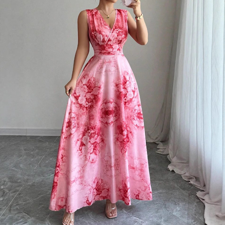 Beach skirt, bohemian long skirt, coat, women's summer 2025 new waist slimming seaside resort dress
