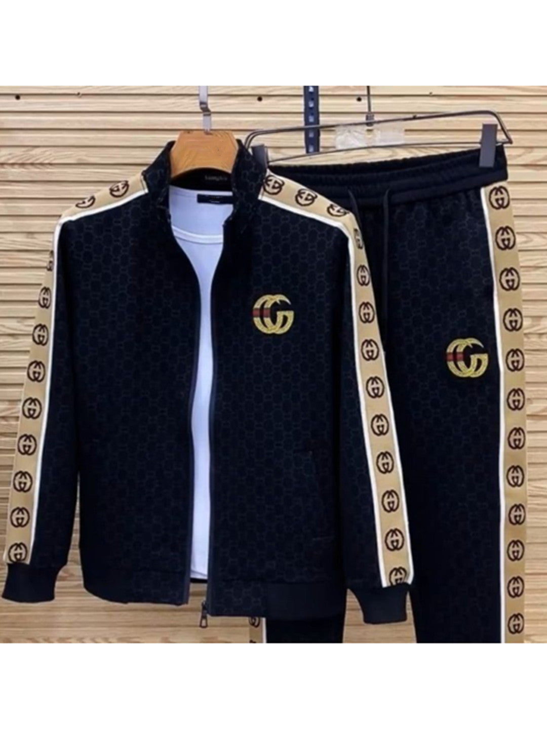 Spring and Autumn New Athleisure Two-Piece Men's Stand Collar Cardigan Jacket Long Sleeve Fashion Trend Pants Suit Trend