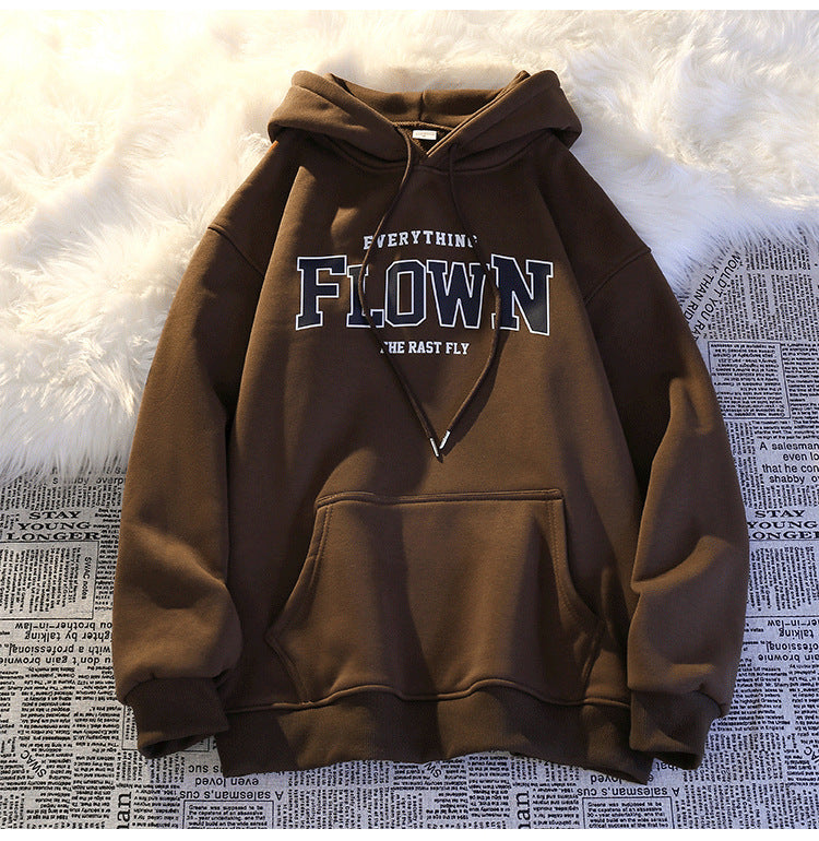 Sweater men's hooded autumn and winter plus velvet thickening trendy men's loose plus size pullover student couple jacket