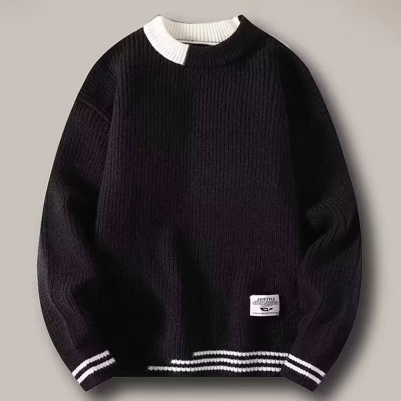 Sweater men's loose and lazy style, high-quality student jacket, winter thickened Japanese retro inner with men's knitwear