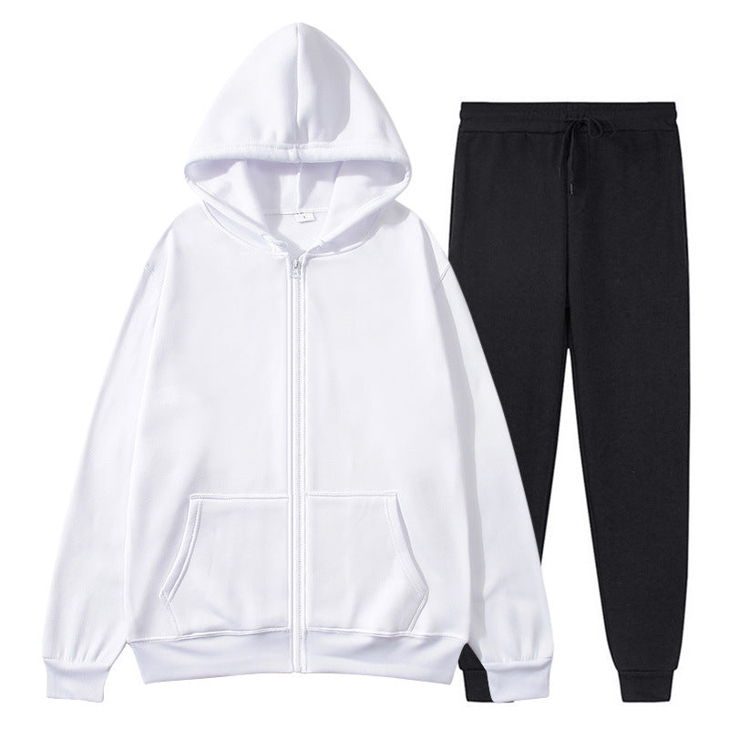 Jacket, comfortable autumn/winter men's zipper-lined fleece sports sweatshirt set, men's round hat with coat