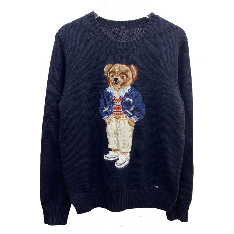 Cartoon Bear Letter Knit Sweater