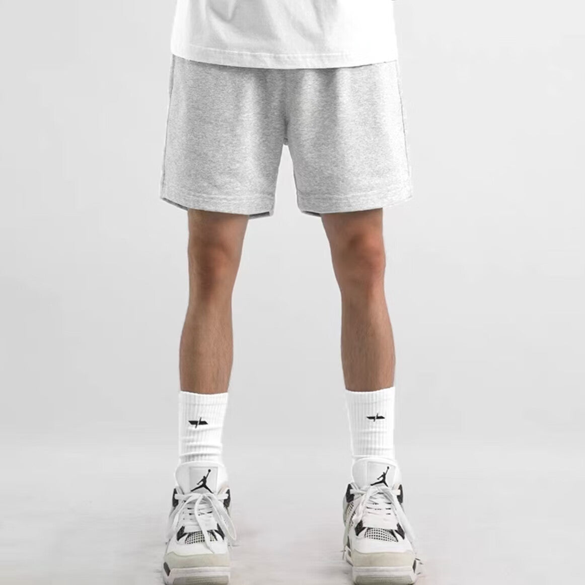 American cotton retro sports shorts, men's loose trend, versatile straight-leg casual cropped pants, beach pants