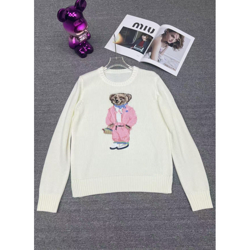 Cartoon Bear Letter Knit Sweater