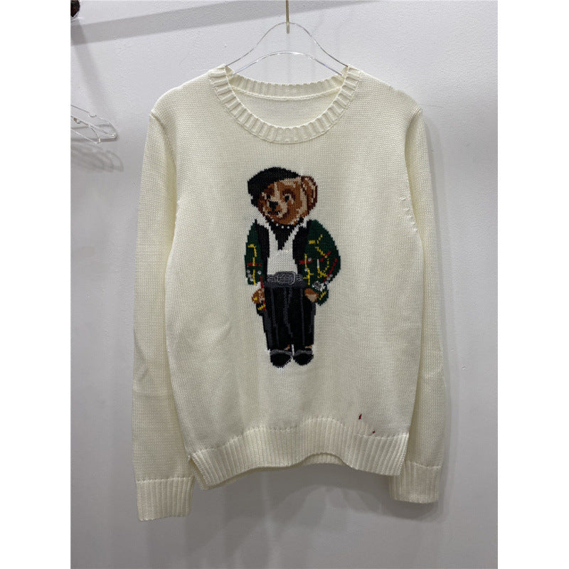 Cartoon Bear Letter Knit Sweater