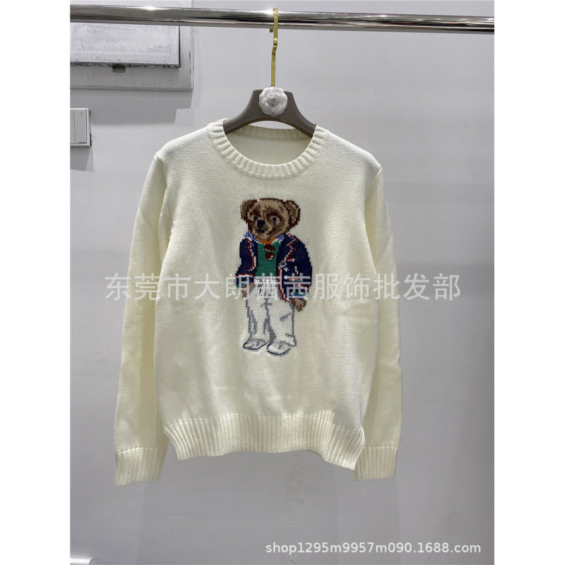 Cartoon Bear Letter Knit Sweater