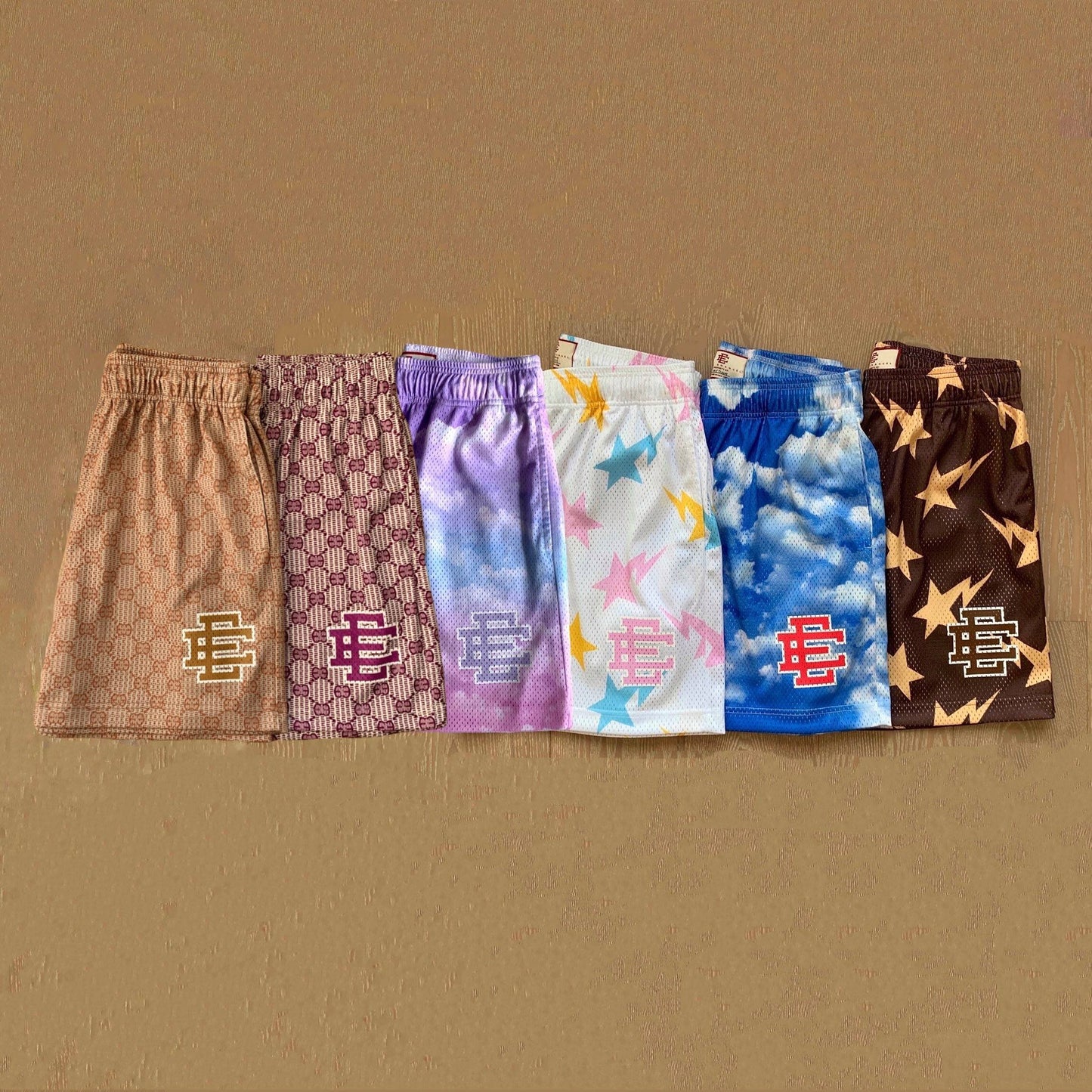 EE print shorts logo sweatpants mesh drawstring American shorts