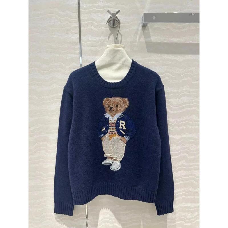 Cartoon Bear Letter Knit Sweater