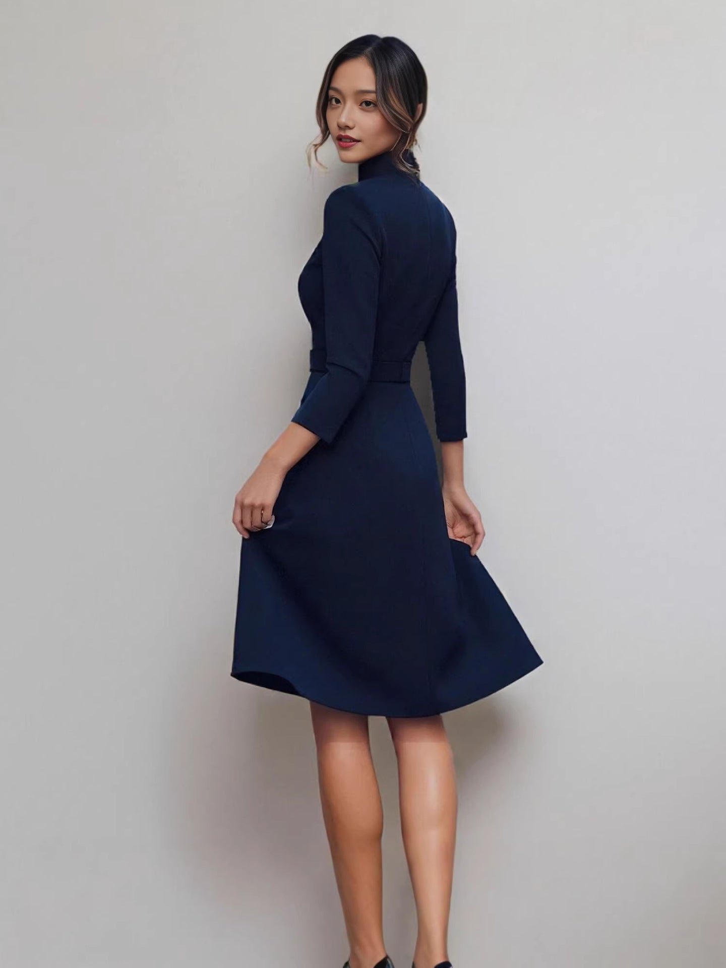 2026 Spring New Women's Clothing European and American Amazon Cross-border Dresses Temperament Commuter V-Neck Waist Skirt