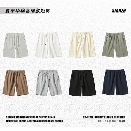 300G heavy casual shorts, boys wear solid color sweatpants and loose beach cropped pants in summer
