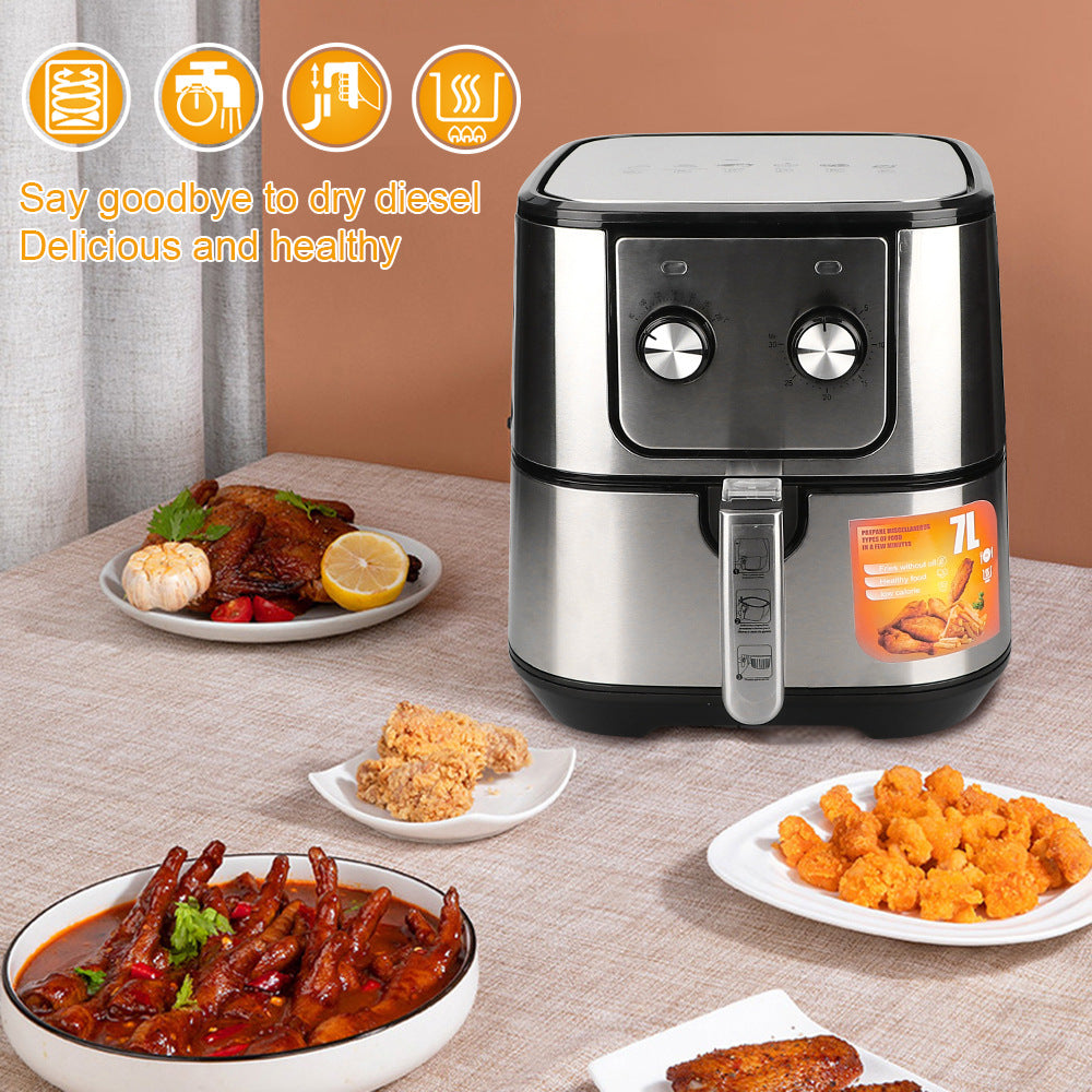 New home fume-free smart air fryer stainless steel mechanical electric fryer French fries machine large capacity 7L
